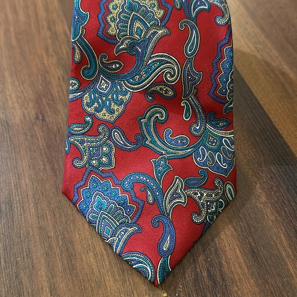 NWT Vintage Sheaf & Caber 100% Paisley Red Blue Teal Neck Tie, Original Sears - Picture 3 of 10